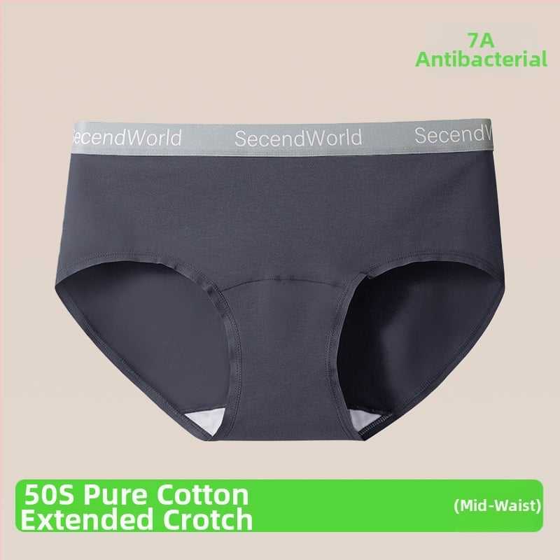 Sieviešu tīras kokvilnas apakšveļa ar vidēju jostu, elpojoša un antibakteriāla, 90–95% kokvilnas