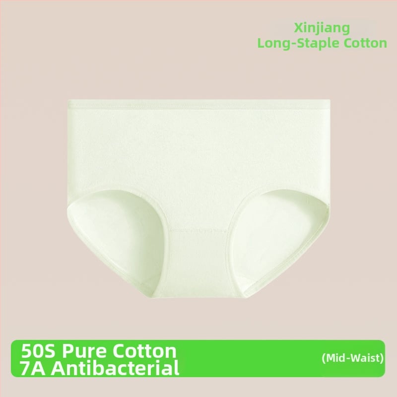 Sieviešu tīras kokvilnas apakšveļa ar vidēju jostu, elpojoša un antibakteriāla, 90–95% kokvilnas
