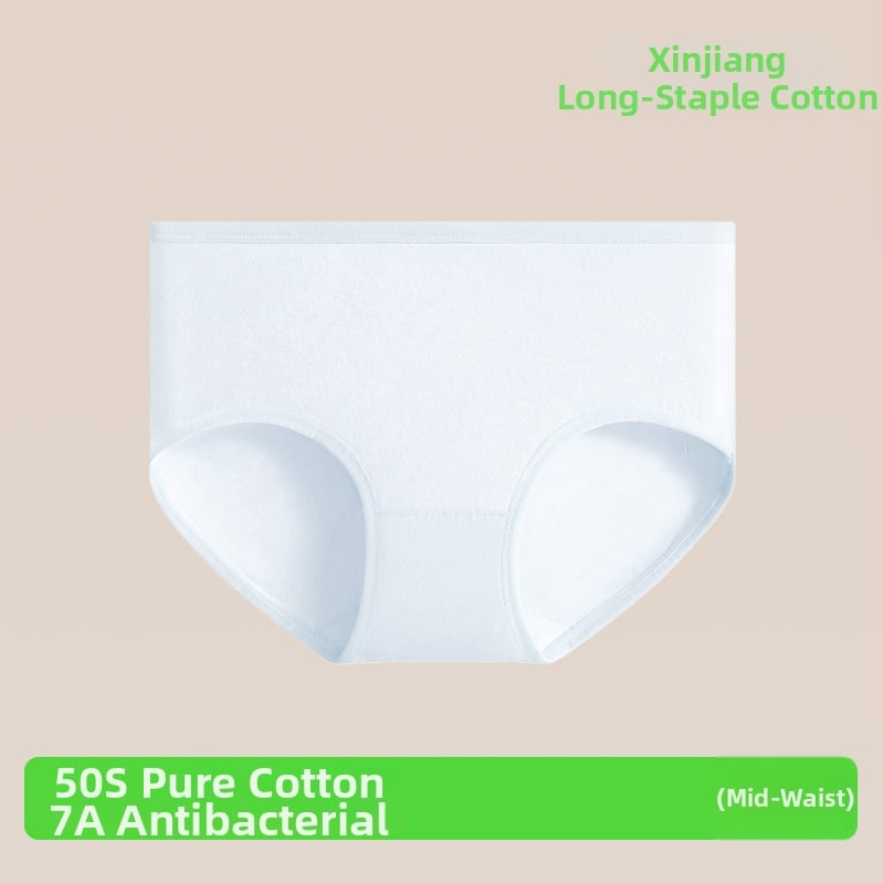 Sieviešu tīras kokvilnas apakšveļa ar vidēju jostu, elpojoša un antibakteriāla, 90–95% kokvilnas