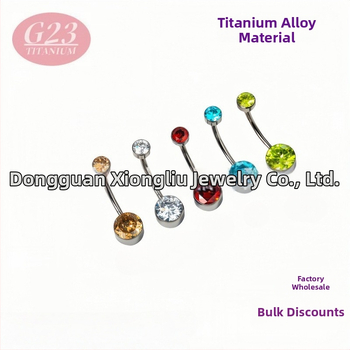 Пъпна халка, кръгла, от титановата сплав, титанов кристал, ръчна изработка