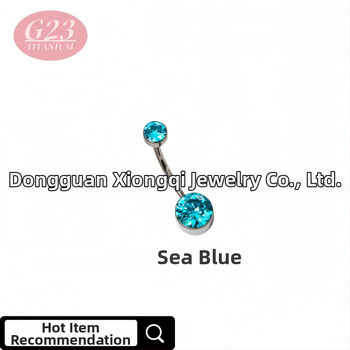 Пъпна халка, кръгла, от титановата сплав, титанов кристал, ръчна изработка