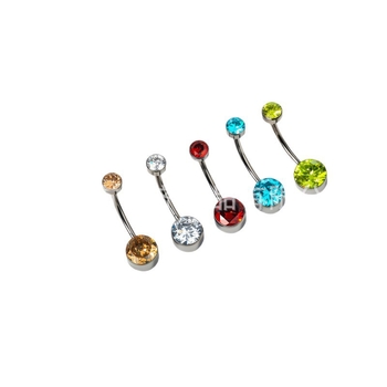 Пъпна халка, кръгла, от титановата сплав, титанов кристал, ръчна изработка