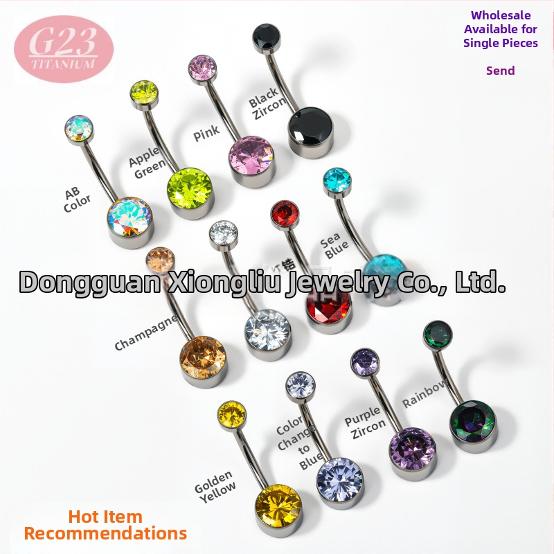 Пъпна халка, кръгла, от титановата сплав, титанов кристал, ръчна изработка