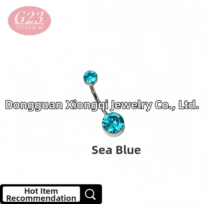 Пъпна халка, кръгла, от титановата сплав, титанов кристал, ръчна изработка