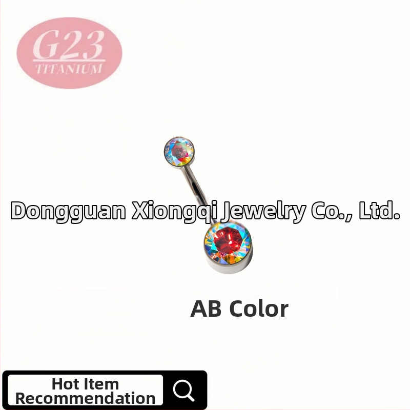 Пъпна халка, кръгла, от титановата сплав, титанов кристал, ръчна изработка