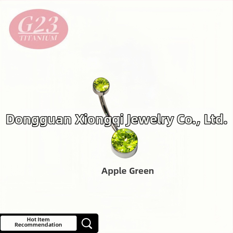 Пъпна халка, кръгла, от титановата сплав, титанов кристал, ръчна изработка