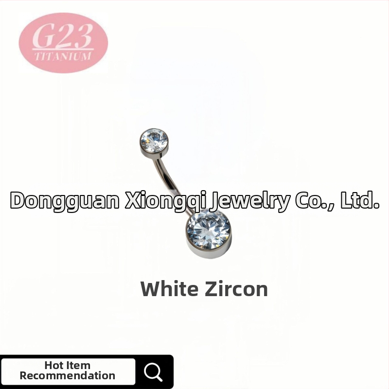 Пъпна халка, кръгла, от титановата сплав, титанов кристал, ръчна изработка