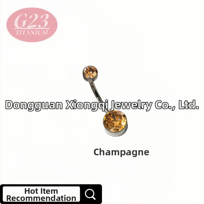 Пъпна халка, кръгла, от титановата сплав, титанов кристал, ръчна изработка