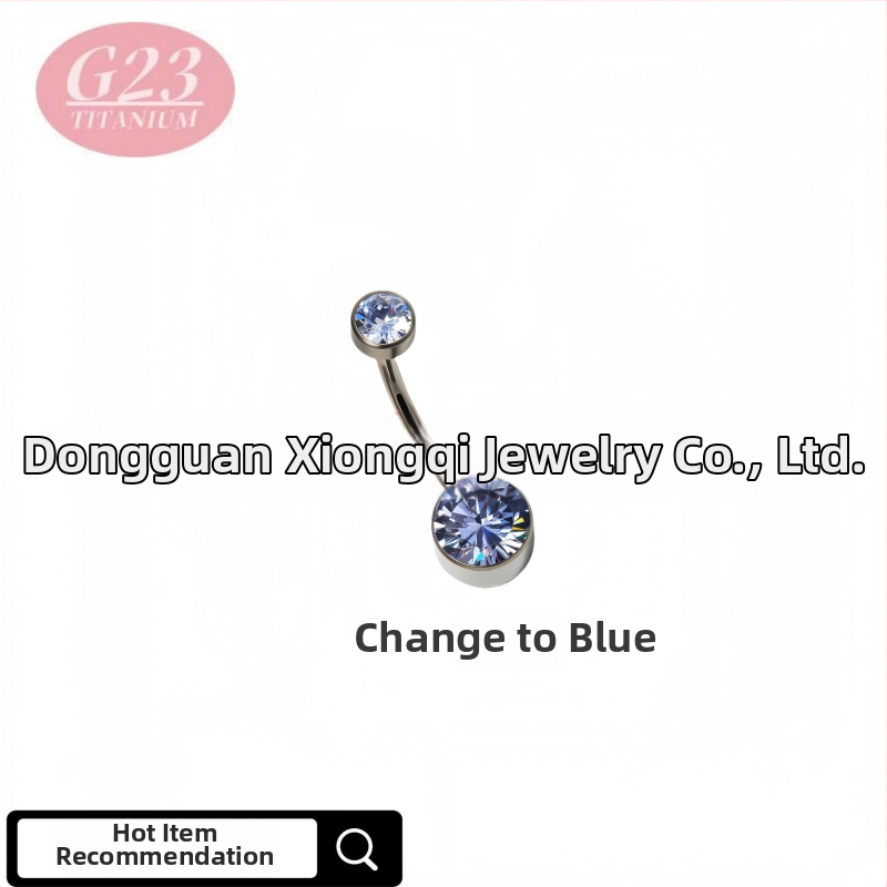 Пъпна халка, кръгла, от титановата сплав, титанов кристал, ръчна изработка