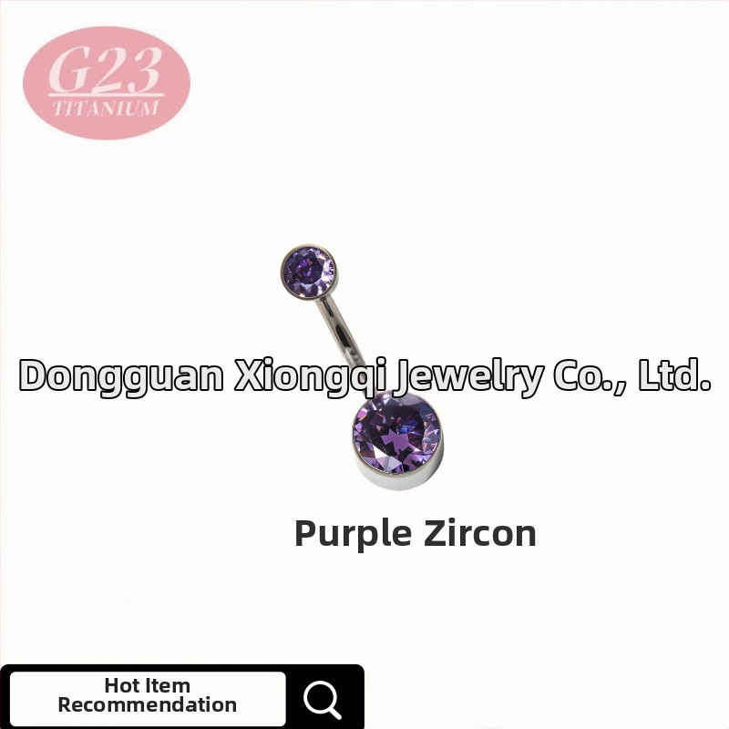 Пъпна халка, кръгла, от титановата сплав, титанов кристал, ръчна изработка