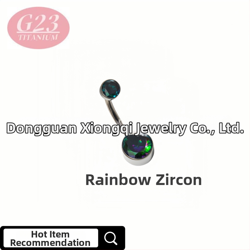 Пъпна халка, кръгла, от титановата сплав, титанов кристал, ръчна изработка