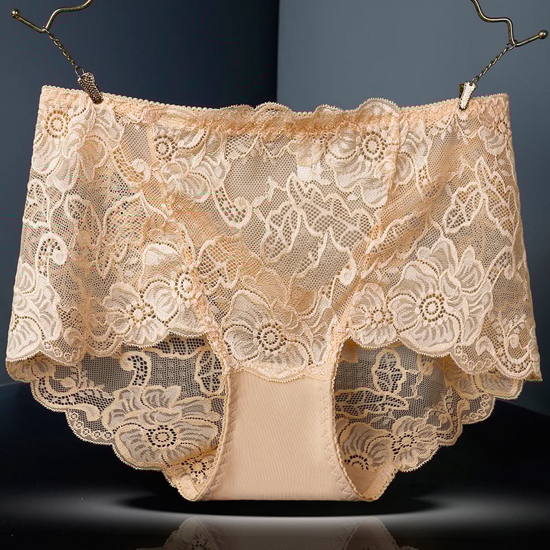 Sieviešu augsta vidukļa biksītes no žakarda mežģīnes – butt lift, elpojošas, neilons 80–90%