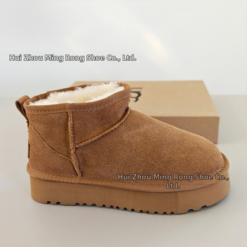 Moteriški snieginiai batai su kailio viršutiniu, avies vilnos vidinė įdėja, stora pada, trumpas aukštis, žiemai 2025