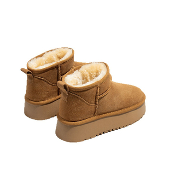 Moteriški snieginiai batai su kailio viršutiniu, avies vilnos vidinė įdėja, stora pada, trumpas aukštis, žiemai 2025