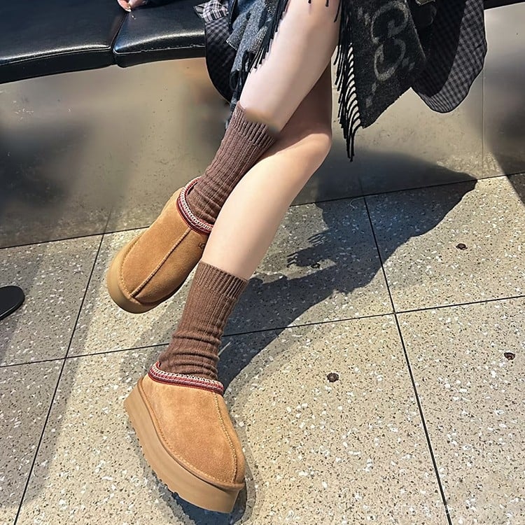 Moteriški snieginiai batai su kailio viršutiniu, avies vilnos vidinė įdėja, stora pada, trumpas aukštis, žiemai 2025