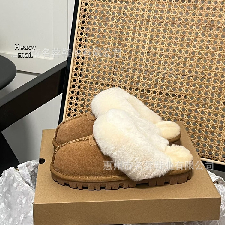 Moteriški snieginiai batai su kailio viršutiniu, avies vilnos vidinė įdėja, stora pada, trumpas aukštis, žiemai 2025