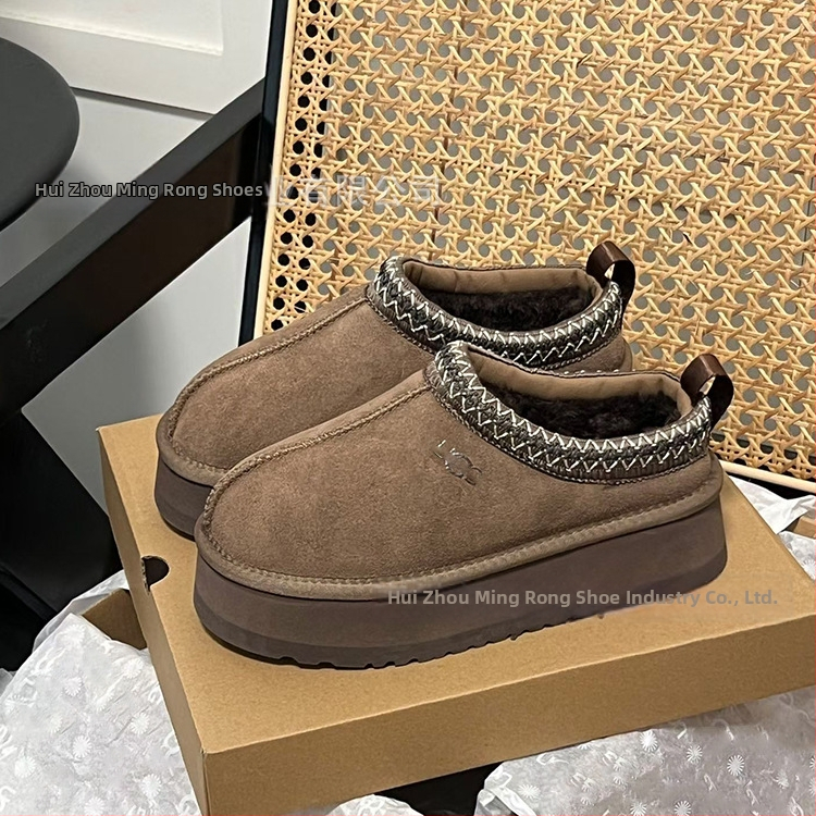 Moteriški snieginiai batai su kailio viršutiniu, avies vilnos vidinė įdėja, stora pada, trumpas aukštis, žiemai 2025