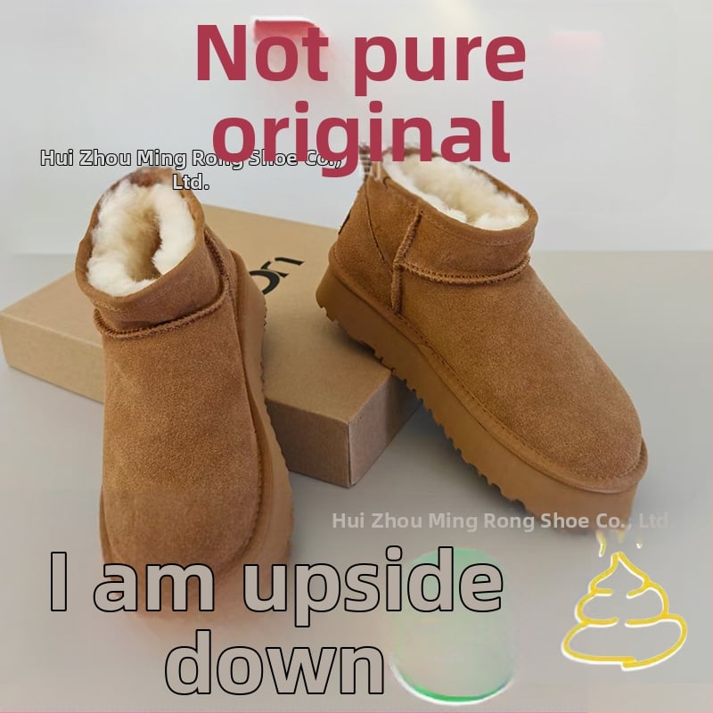 Moteriški snieginiai batai su kailio viršutiniu, avies vilnos vidinė įdėja, stora pada, trumpas aukštis, žiemai 2025