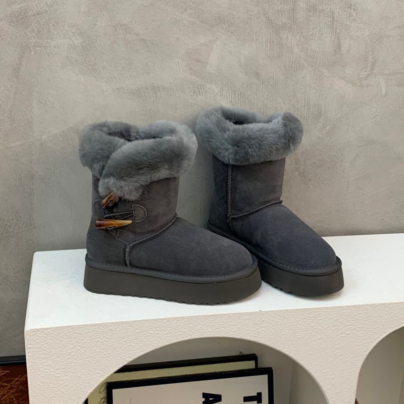 Moteriški žieminiai odiniai batai su stora padu, išklota dirbtiniu kailiu, žemas viršus