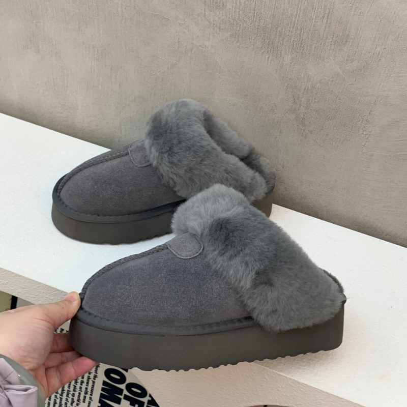 Moteriški žieminiai odiniai batai su stora padu, išklota dirbtiniu kailiu, žemas viršus