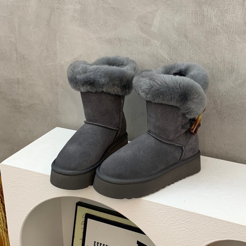 Moteriški žieminiai odiniai batai su stora padu, išklota dirbtiniu kailiu, žemas viršus