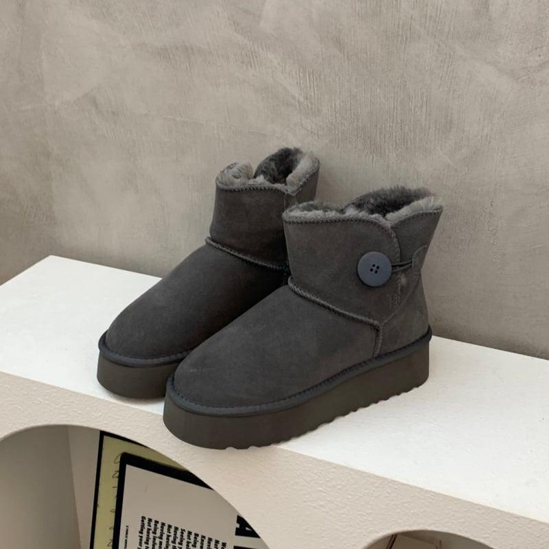 Moteriški žieminiai odiniai batai su stora padu, išklota dirbtiniu kailiu, žemas viršus