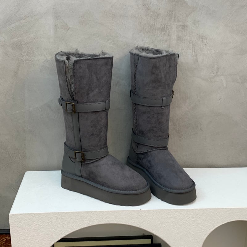 Moteriški žieminiai odiniai batai su stora padu, išklota dirbtiniu kailiu, žemas viršus