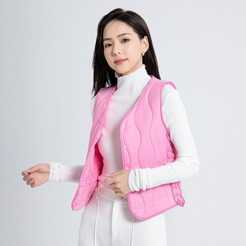 Sieviešu kokvilnas veste ar fleece oderi, rudens–ziemas sezona, regulāra piegriezums, polo apkakle, vienkāršā aizdare