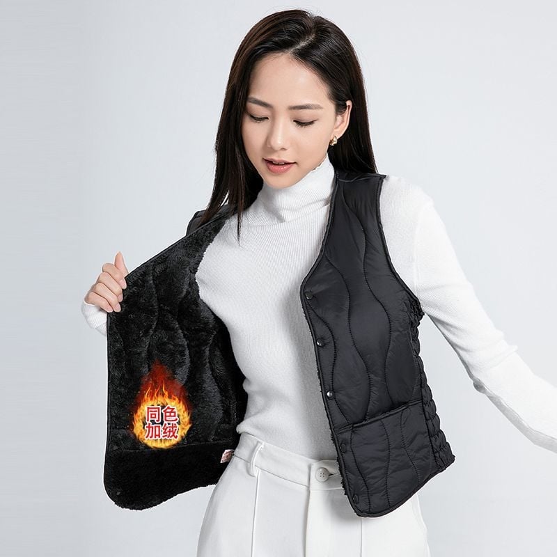 Sieviešu kokvilnas veste ar fleece oderi, rudens–ziemas sezona, regulāra piegriezums, polo apkakle, vienkāršā aizdare