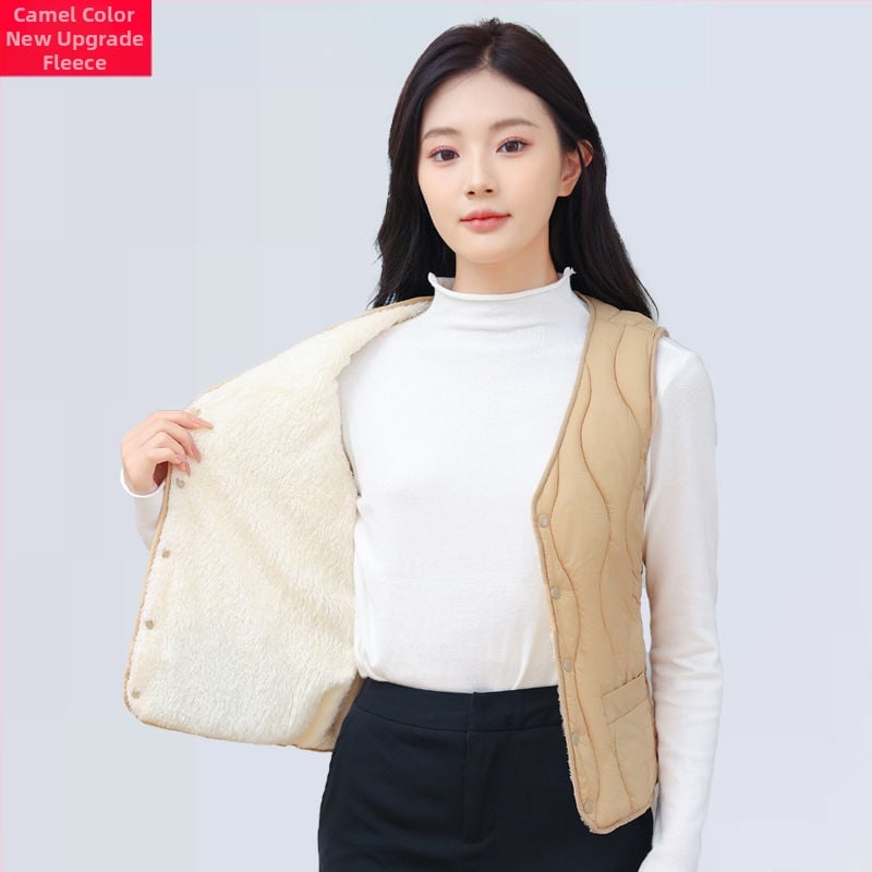 Sieviešu kokvilnas veste ar fleece oderi, rudens–ziemas sezona, regulāra piegriezums, polo apkakle, vienkāršā aizdare