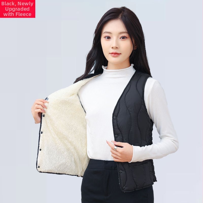 Sieviešu kokvilnas veste ar fleece oderi, rudens–ziemas sezona, regulāra piegriezums, polo apkakle, vienkāršā aizdare