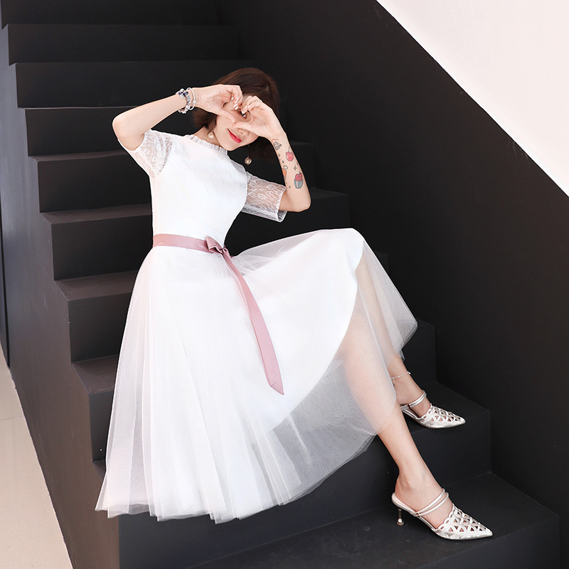 Sieviešu oficiāla kleita, poliestera šķiedra (90%), A-līnijas siluets, augsta josta, 3/4 piedurknes