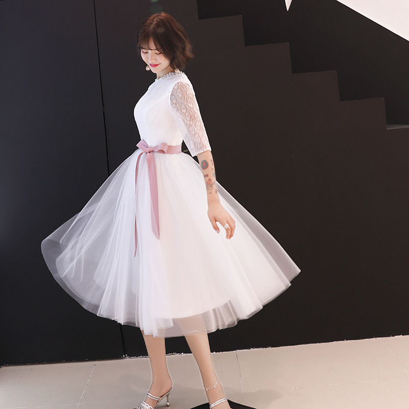 Sieviešu oficiāla kleita, poliestera šķiedra (90%), A-līnijas siluets, augsta josta, 3/4 piedurknes