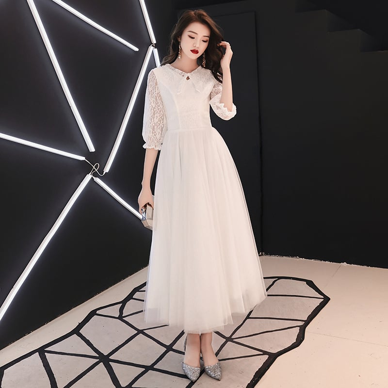 Sieviešu oficiāla kleita, poliestera šķiedra (90%), A-līnijas siluets, augsta josta, 3/4 piedurknes