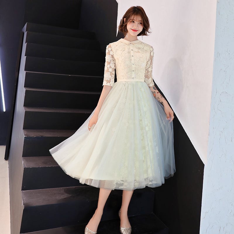 Sieviešu oficiāla kleita, poliestera šķiedra (90%), A-līnijas siluets, augsta josta, 3/4 piedurknes