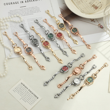 Sieviešu kvarca pulkstenis ar retro pogu dizainu, apaļš ciparnīcas diametrs 23 mm, biezums 12 mm, korpuss no cinka sakausējuma