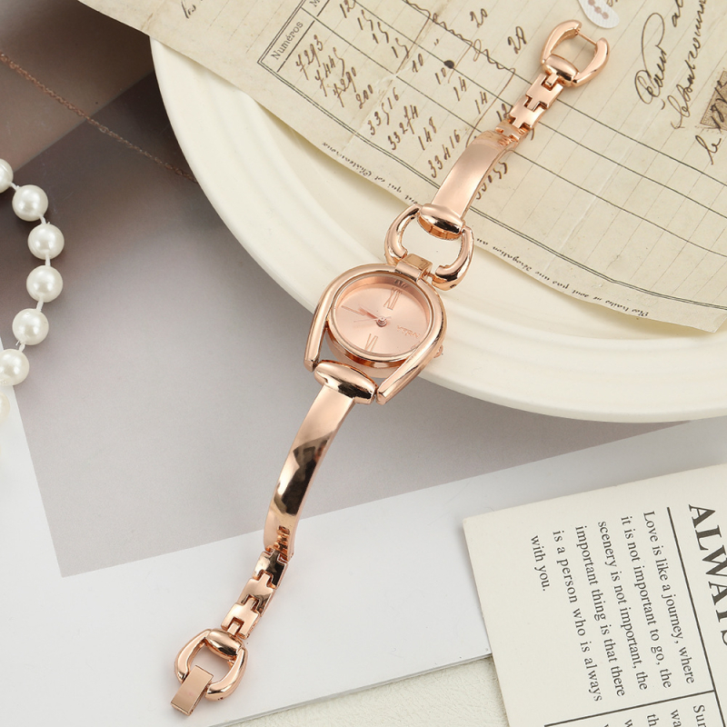 Sieviešu kvarca pulkstenis ar retro pogu dizainu, apaļš ciparnīcas diametrs 23 mm, biezums 12 mm, korpuss no cinka sakausējuma