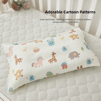 Jastučnica za djecu od 100% pamuka gaze, dvostruka, s dječjim motivom i reaktivnim tiskom
