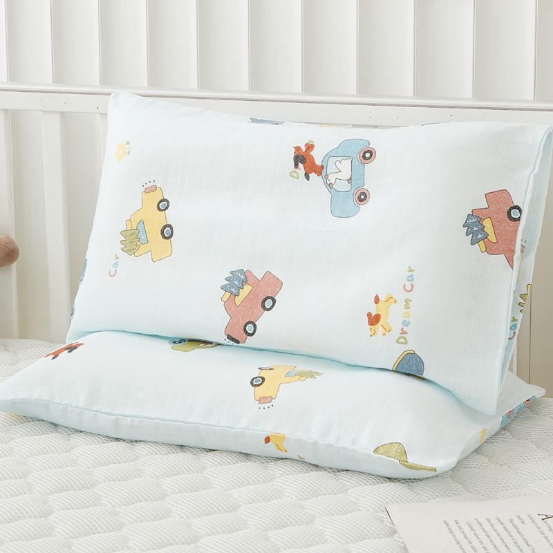 Jastučnica za djecu od 100% pamuka gaze, dvostruka, s dječjim motivom i reaktivnim tiskom