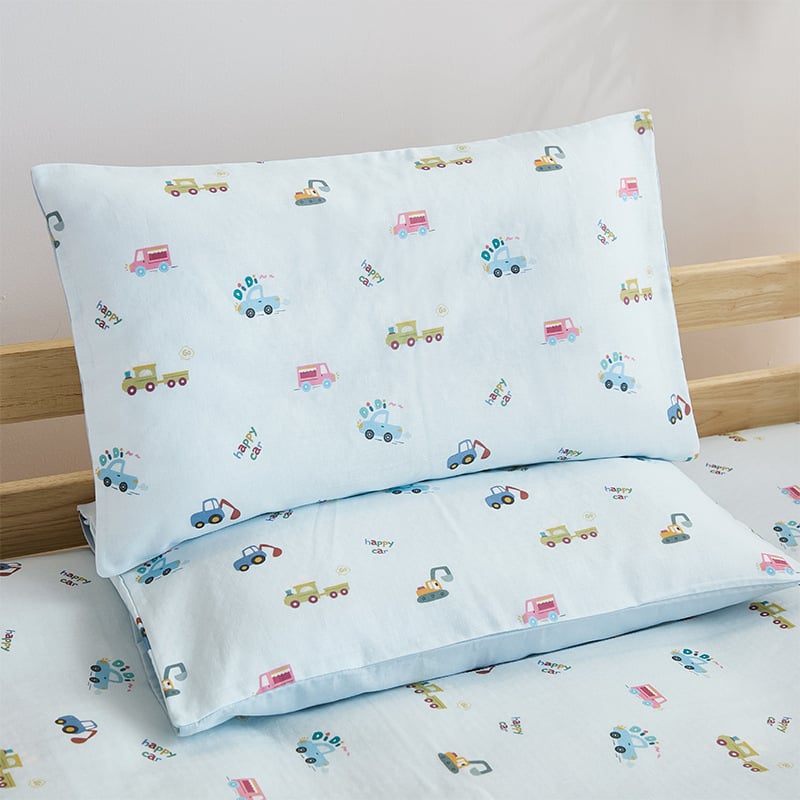 Jastučnica za djecu od 100% pamuka gaze, dvostruka, s dječjim motivom i reaktivnim tiskom