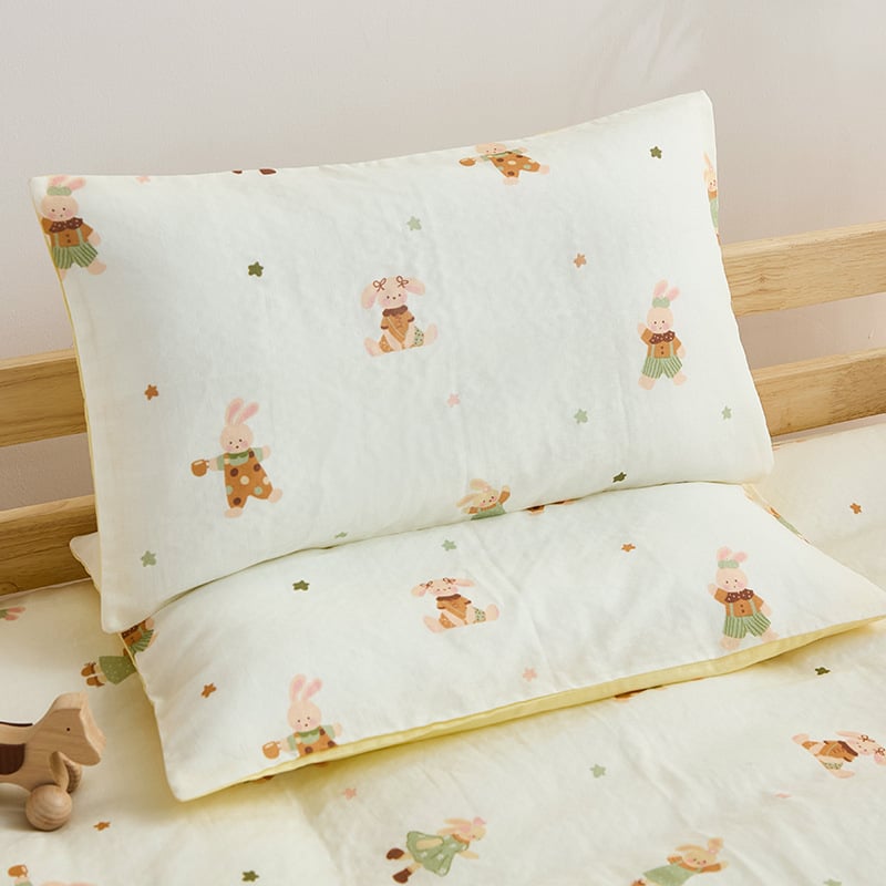 Jastučnica za djecu od 100% pamuka gaze, dvostruka, s dječjim motivom i reaktivnim tiskom