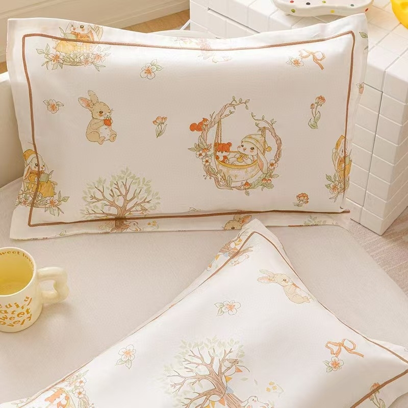 Feță de pernă pentru copii – bumbac cu fibre lungi, țesătură 60s, design desen animat, imprimare reactiva și vopsire, țesătură Twill