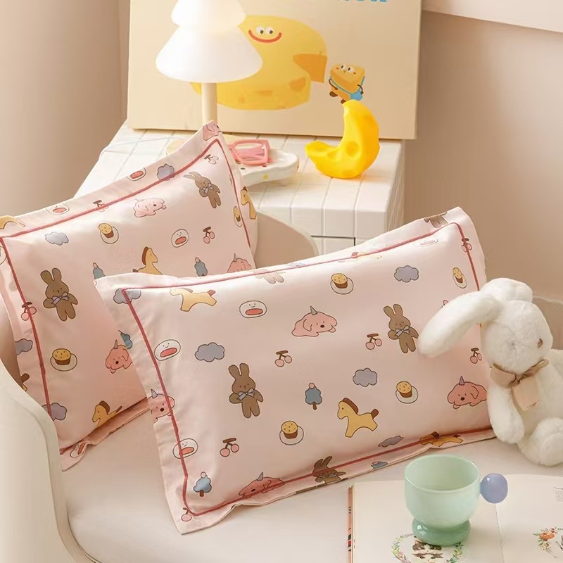 Feță de pernă pentru copii – bumbac cu fibre lungi, țesătură 60s, design desen animat, imprimare reactiva și vopsire, țesătură Twill