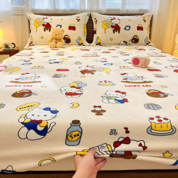 Napinaca plah od mliječne velure za jesen-zimu, debela, rub od koralnog velura, protuklizni zaštitni poklopac, 3-dijelni set, korejski stil