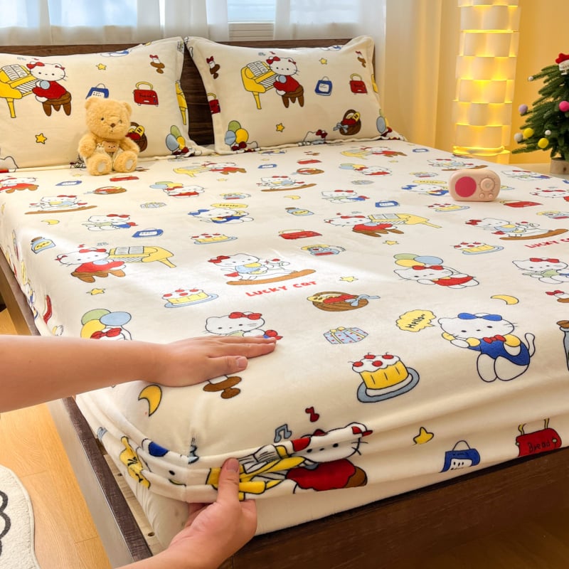 Napinaca plah od mliječne velure za jesen-zimu, debela, rub od koralnog velura, protuklizni zaštitni poklopac, 3-dijelni set, korejski stil