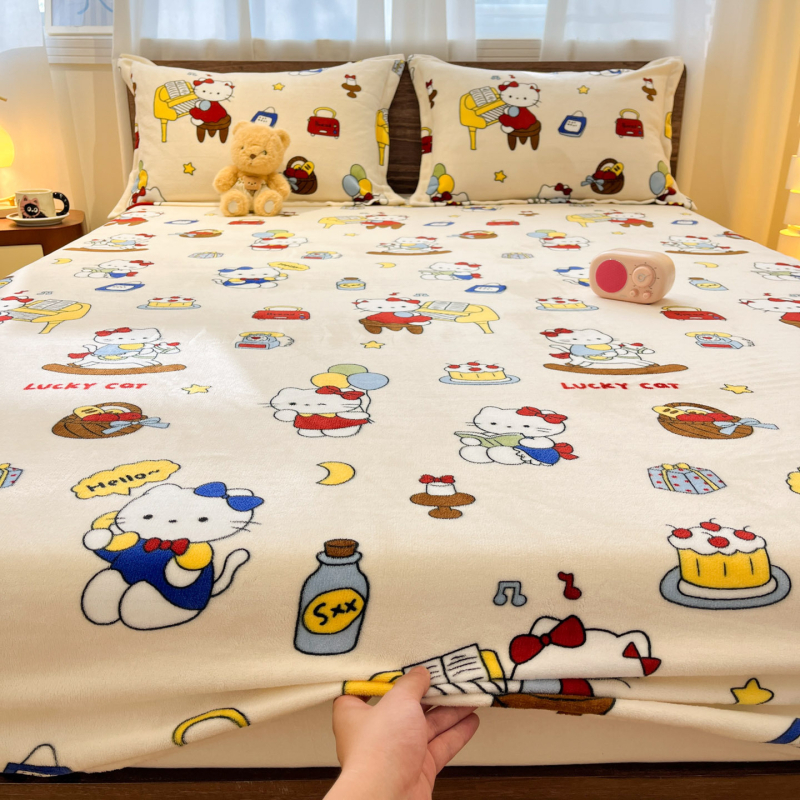 Napinaca plah od mliječne velure za jesen-zimu, debela, rub od koralnog velura, protuklizni zaštitni poklopac, 3-dijelni set, korejski stil