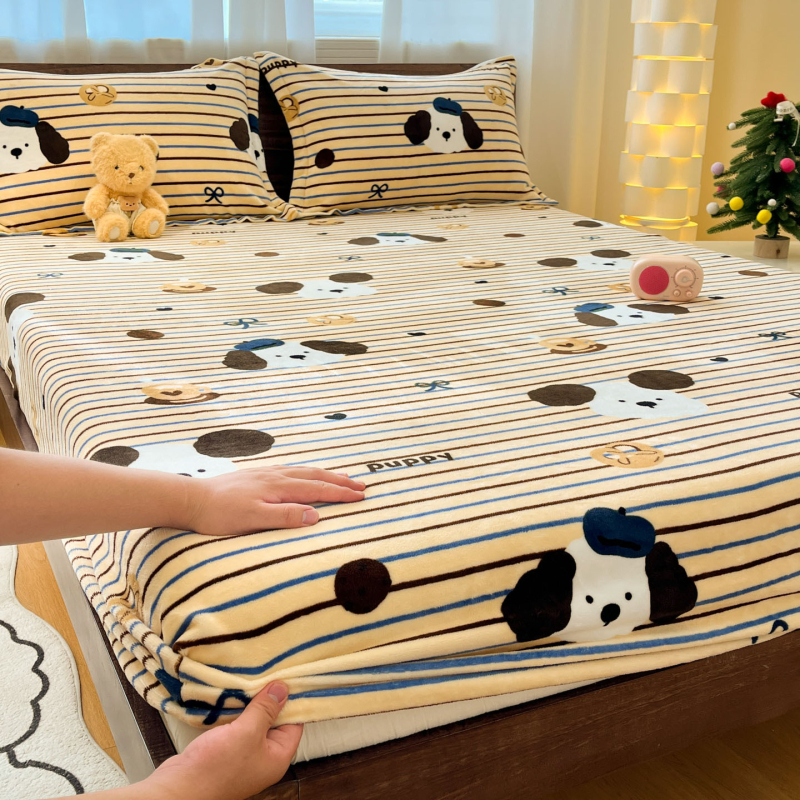 Napinaca plah od mliječne velure za jesen-zimu, debela, rub od koralnog velura, protuklizni zaštitni poklopac, 3-dijelni set, korejski stil