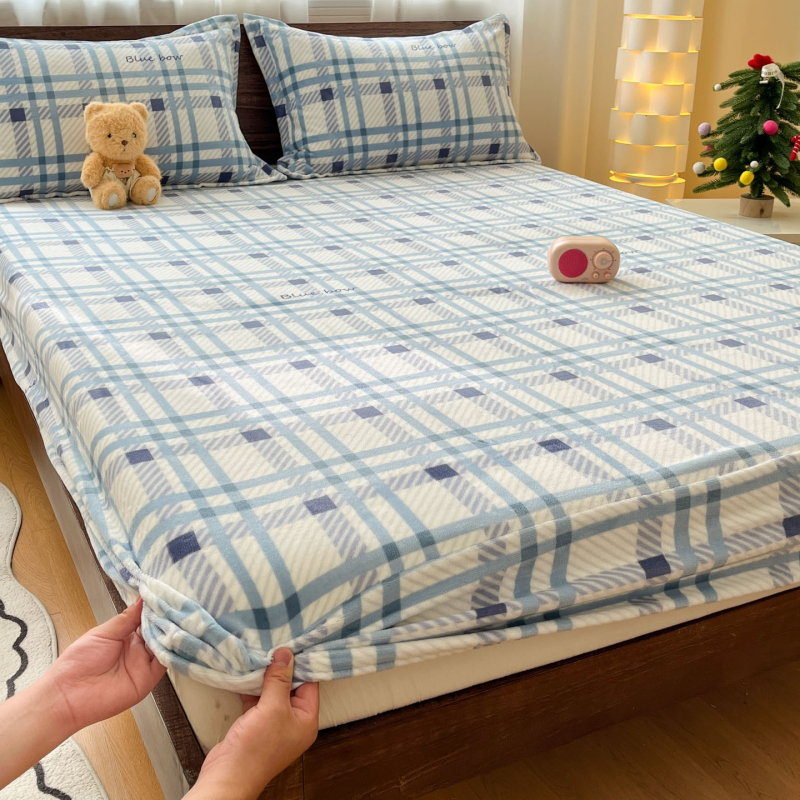 Napinaca plah od mliječne velure za jesen-zimu, debela, rub od koralnog velura, protuklizni zaštitni poklopac, 3-dijelni set, korejski stil
