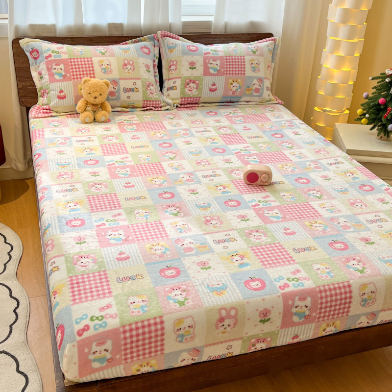 Napinaca plah od mliječne velure za jesen-zimu, debela, rub od koralnog velura, protuklizni zaštitni poklopac, 3-dijelni set, korejski stil