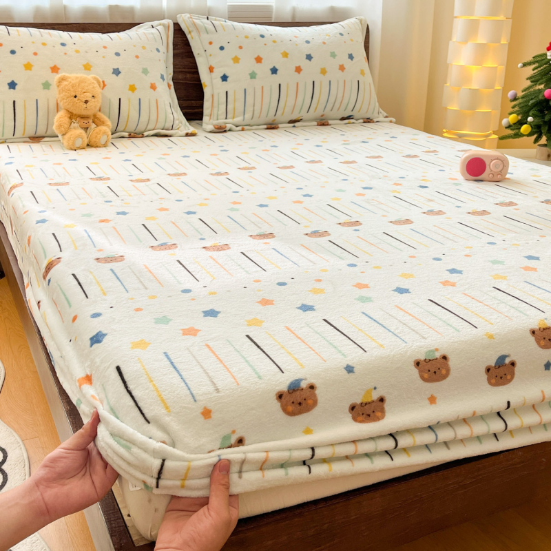 Napinaca plah od mliječne velure za jesen-zimu, debela, rub od koralnog velura, protuklizni zaštitni poklopac, 3-dijelni set, korejski stil